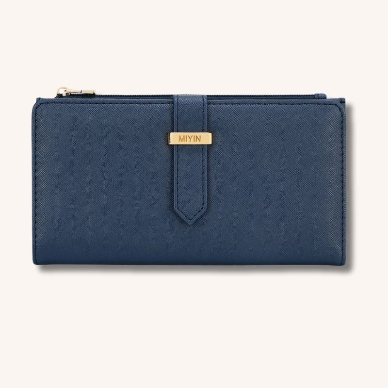 Portefeuille cuir RFID femme Bleu